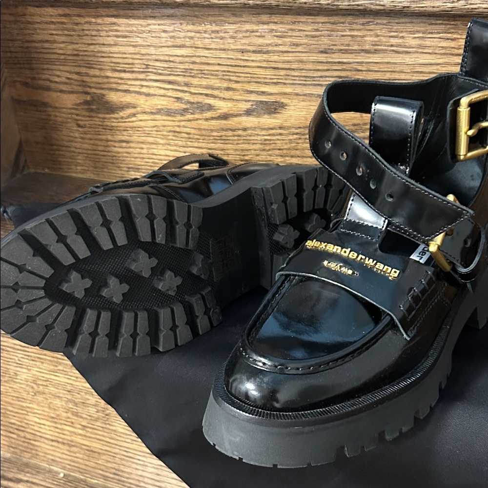 Alexander Wang Glossy Black Boots with Gold Hardware - Picture 5 of 5